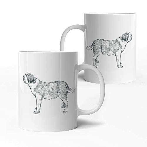 tassenprinter Bernhardiner Hunde Tasse - Hunderasse Tasse - weiß 300ml Keramik Kaffee-Tasse - Hunde Geschenk-Idee Geburtstag - edel & schlicht - spülmaschinen- & mikrowellengeeignet (03-Bernhardiner) von tassenprinter