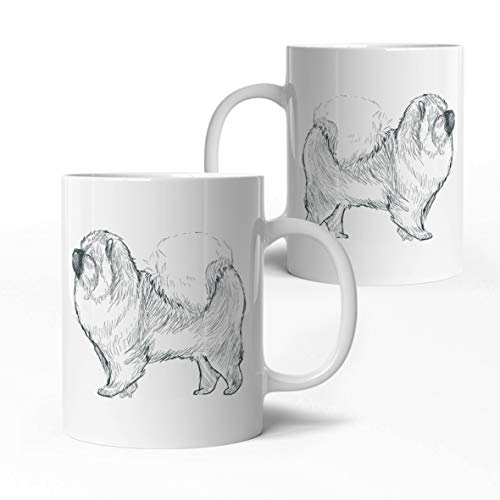 tassenprinter Chow Chow Hunde Tasse - Hunderasse Tasse - weiß 300ml Keramik Kaffee-Tasse - Hunde Geschenk-Idee Geburtstag - edel & schlicht - spülmaschinen- & mikrowellengeeignet (17-Chowchow) von tassenprinter