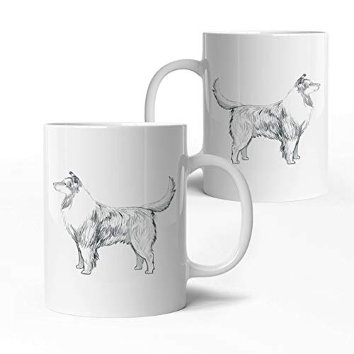 tassenprinter Collie Hunde Tasse - Hunderasse Tasse - weiß 300ml Keramik Kaffee-Tasse - Hunde Geschenk-Idee Geburtstag - edel & schlicht - spülmaschinen- & mikrowellengeeignet (16-Collie) von tassenprinter