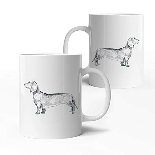 tassenprinter Dackel Hunde Tasse - Hunderasse Tasse - weiß 300ml Keramik Kaffee-Tasse - Hunde Geschenk-Idee Geburtstag - edel & schlicht - spülmaschinen- & mikrowellengeeignet (31-Dackel/Dachshund) von tassenprinter