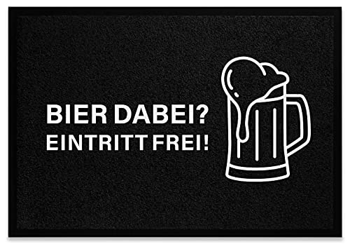 tassenprinter Fußmatte - Spruch-Matte Bier Dabei Eintritt Frei - lustig Türmatte Fußabtreter Schmutzfangmatte - rutschfest 60x40cm (Bier) von tassenprinter