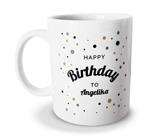 tassenprinter Namens-Tasse 300ml Keramik weiß personalisiert Happy Birthday Kaffee-Tasse mit Namen persönliche Geschenk Idee - spülmaschinenfest von tassenprinter