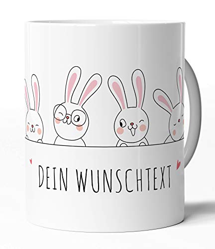 tassenprinter Spruch-Tasse - süße Häschentasse - Geschenk-Idee zum Geburtstag, Jahrestag, Ostern, Valentinstag - Spruchtasse Hase/Kaninchen/Häschen/Hasi (weiß, Häschen personalisiert) von tassenprinter