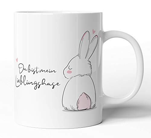 tassenprinter Spruch-Tasse - süße Häschentasse - Geschenk-Idee zum Geburtstag, Jahrestag, Ostern, Valentinstag - Spruchtasse Hase/Kaninchen/Häschen/Hasi (weiß, Lieblingshase) von tassenprinter