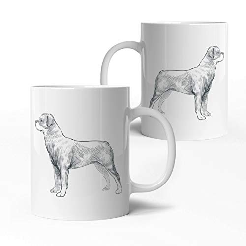 tassenprinter Rottweiler Hunde Tasse - Hunderasse Tasse - weiß 300ml Keramik Kaffee-Tasse - Hunde Geschenk-Idee Geburtstag - edel & schlicht - spülmaschinen- & mikrowellengeeignet (11-Rottweiler) von tassenprinter