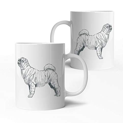 tassenprinter Shar Pei Hunde Tasse - Hunderasse Tasse - weiß 300ml Keramik Kaffee-Tasse - Hunde Geschenk-Idee Geburtstag - edel & schlicht - spülmaschinen- & mikrowellengeeignet (21-Sharpei) von tassenprinter