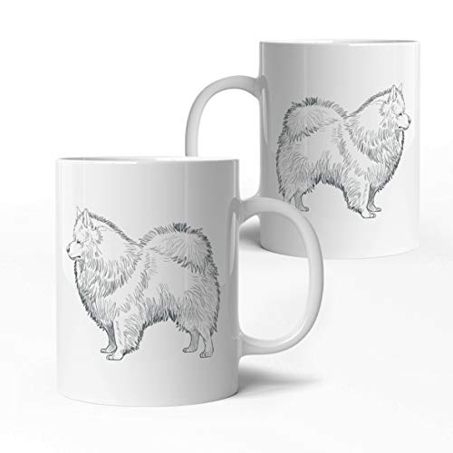 tassenprinter Spitz Hunde Tasse - Hunderasse Tasse - weiß 300ml Keramik Kaffee-Tasse - Hunde Geschenk-Idee Geburtstag - edel & schlicht - spülmaschinen- & mikrowellengeeignet (24-Spitz) von tassenprinter