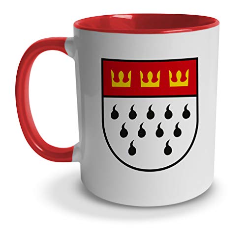tassenprinter Tasse - Köln Wappen - Stadt Cologne - Karneval rot weiß - Kaffee Tee Mug Cup Coffee Geschenk Idee (rot) von tassenprinter