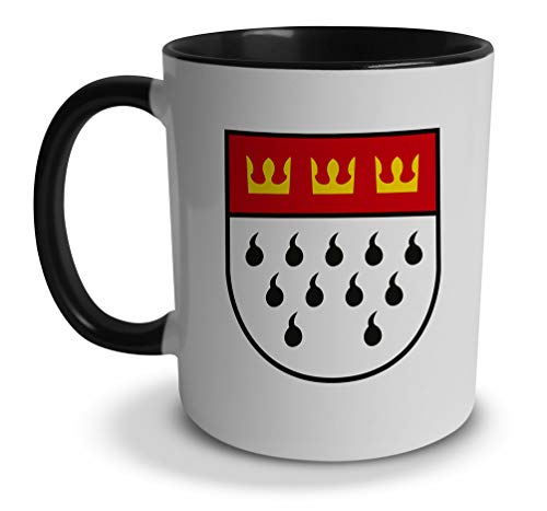 tassenprinter Tasse - Köln Wappen - Stadt Cologne - Karneval rot weiß - Kaffee Tee Mug Cup Coffee Geschenk Idee (schwarz) von tassenprinter