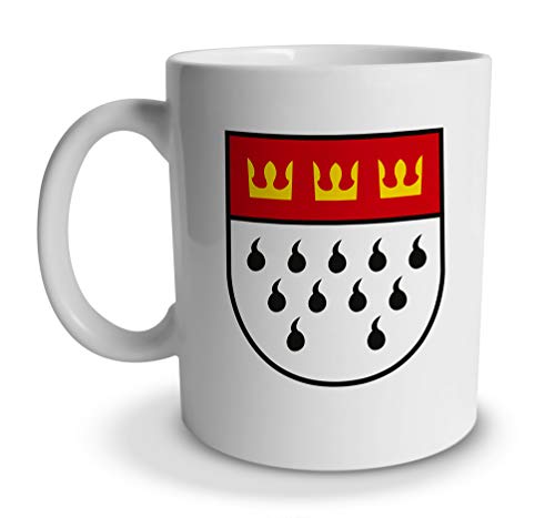 tassenprinter Tasse - Köln Wappen - Stadt Cologne - Karneval rot weiß - Kaffee Tee Mug Cup Coffee Geschenk Idee (weiß) von tassenprinter