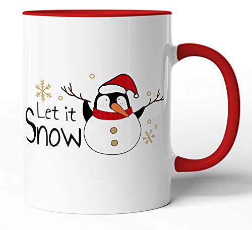 tassenprinter Weihnachten - 300 ml Keramik-Tasse - Weihnachtstassen Weihnachtsbecher Weihnachtsdeko - Lustig Witzig Fun Tasse Becher Kaffeetasse Kaffeebecher Weihnachts-Geschenk (Pinguin-03, rot) von tassenprinter