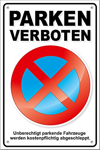 PREMIUM Parkverbot Schilder Parken verboten PS04 (2 Stück) inkl. Löcher + Schrauben Parkverbotsschild von tatmotive