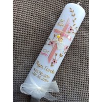 Taufkerze, Taufkerzen, Taufkerze Mädchen, Rosa von taufkerzenwaltrop