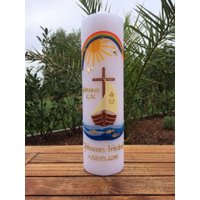 Taufkerze - Boot Arche Mädchen Kerze Taufe Handarbeit Keine Folie Inkl. Wachsbeschriftung Taufkerze - Boot Arche Mädchen Kerze Taufe Handarbeit Keine Folie Inkl. Wachsbeschriftung von taufkerzenwaltrop