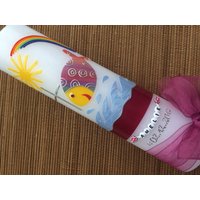 Taufkerze - Bunter Fisch -Wasser Mädchen Junge Handarbeit Keine Folie Buchstabenperlen Wachsbeschriftung Möglich von taufkerzenwaltrop