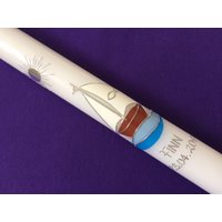 Taufkerze - Kommunionkerze Boot Mit Jesus in Einem Mädchen Junge Taufe Handarbeit Keine Folie Inkl. Wachsbeschriftung von taufkerzenwaltrop