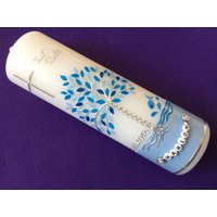 Taufkerze Lebensbaum Baum Mädchen Junge Kerze - Taufe Handarbeit Keine Folie Buchstabenperlen Wachsbeschriftung Möglich von taufkerzenwaltrop