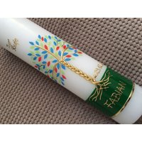 Taufkerze Lebensbaum Baum Mädchen Junge Kerze -Taufe - Handarbeit Keine Folie Inkl. Wachsbeschriftung von taufkerzenwaltrop