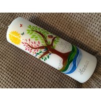 Taufkerze Lebensbaum Baum Mädchen Junge Kerze -Taufe - Handarbeit Keine Folie Inkl. Wachsbeschriftung von taufkerzenwaltrop