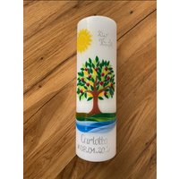 Taufkerze Lebensbaum Baum Mädchen Junge Kerze -Taufe - Handarbeit Keine Folie Inkl. Wachsbeschriftung von taufkerzenwaltrop