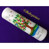 Taufkerze Lebensbaum Baum Mädchen Junge Kerze -Taufe - Handarbeit Keine Folie Inkl. Wachsbeschriftung von taufkerzenwaltrop