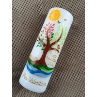 Taufkerze Lebensbaum Baum Mädchen Junge Kerze -Taufe - Handarbeit Keine Folie Inkl. Wachsbeschriftung von taufkerzenwaltrop