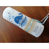 Taufkerze Wal Fisch Jungen Kreuz Blau Wasser Mädchen Farbwünsche Möglich Kommunionkerze Kommunionskerze Wachsverzierungen Wachsbeschriftung von taufkerzenwaltrop