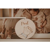 Holzschild Geburtsarmband Baby I Geburtsbändchen Geburtsschild von tausendschoenPauline