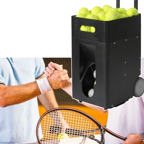 tbanvoo Tennisball-Maschine (2–8 Sekunden/Ball) + Fernbedienung & App-Steuerung, 2–4 Stunden Akkulaufzeit (24 V/5 Ah), 50 Stück Ballkapazität und 20°-70° Winkeleinstellung, vorprogrammierte und von tbanvoo