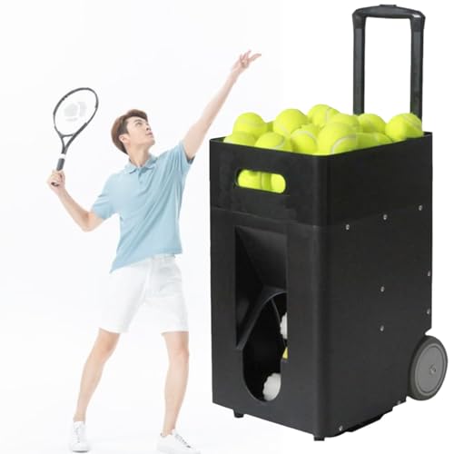 tbanvoo Tennisballmaschine, Automatischer Tennisballwerfer Mit Fernbedienung, Einstellbarer Abwurfwinkel, Geschwindigkeit, Rotationsfrequenz, Kann 50 BäLle Aufnehmen von tbanvoo