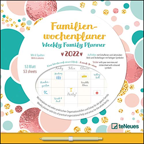 Familien Wochenkalender Dots 2022 - Familien-Timer - Termin-Planer - Kinder-Kalender - Familien-Kalender - 30,5x30,5 von teNeues