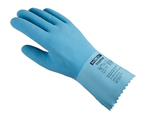 (12 Paar) teXXor Handschuhe Chemikalienschutzhandschuhe NATURLATEX, GERAUT 12 x hellblau 9 von texxor