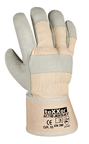 (120 Paar) teXXor Handschuhe Rindvollleder-Handschuhe MONTBLANC III 120 x Leder Natur/Drell weiß 10 von texxor