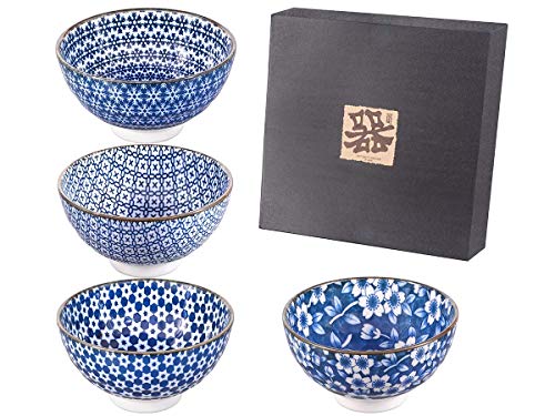 Original japanisches Schalenset 4-teilig mit je 300ml Füllvolumen in eleganter Geschenkbox. Geeignet als Suppenschalen, Nudelschalen, Reisschalen, Salatschalen usw. von tea4chill