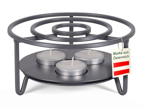 Stövchen/Teewärmer für Teekanne aus Metall für 1-3 Teelichter Ø16cm von tea4chill