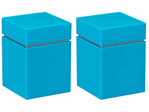 tea4chill 2 Stk Teedosen für losen Tee 150g, Gewürzdosen Linea, Metall, eckig mit Stülpdeckel, blau, 78 x 78 x 110 mm (LxBxH) von tea4chill