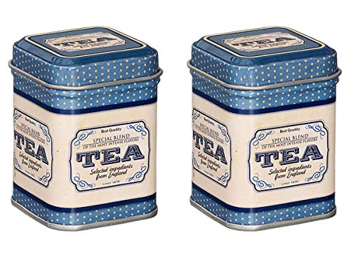 tea4chill 2 Stk Teedosen für losen Tee 25g, Gewürzdosen, Special Blend, Metall, eckig mit Stülpdeckel, 44 x 44 x 64mm (LxBxH) von tea4chill