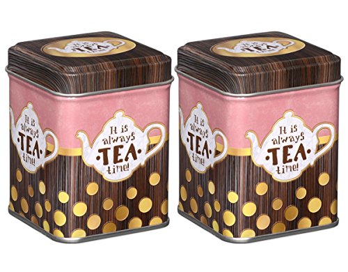 tea4chill 2 Stk Teedosen für losen Tee 50g, Gewürzdosen, Always, Metall, eckig mit Stülpdeckel, 60 x 60 x 80mm (LxBxH) von tea4chill