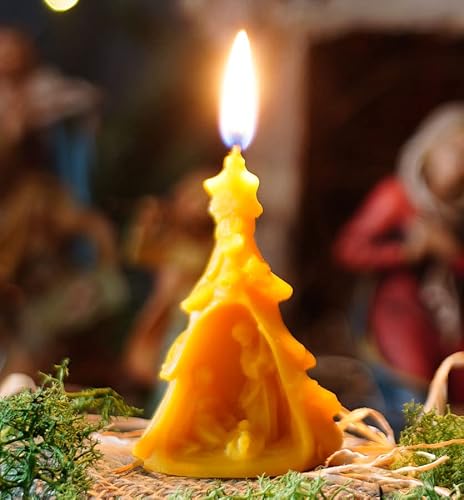 tea4chill Bienenwachskerze aus 100% Bienenwachs, Honigkerze, Krippe in Tannenbaum, Kerze 4,5 x 3,7 x 7cm, Weihnachtsbaum, Geschenk für Weihnachten, handgefertigt tea4chill Bienenwachskerze aus 100% Bienenwachs, Honigkerze, Krippe in Tannenbaum, Kerze 4,5 x 3,7 x 7cm, Weihnachtsbaum, Geschenk für Weihnachten, handgefertigt von tea4chill