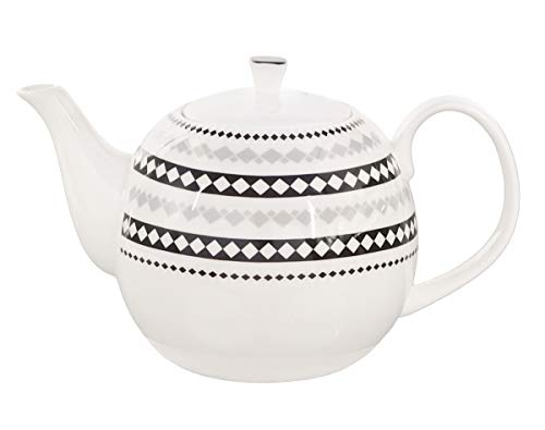Buchensee Porzellan Kanne 1,5 Liter. Elegante Teekanne/Kaffeekanne aus Fine Bone China mit stilvollem Rautendekor etc. von Buchensee