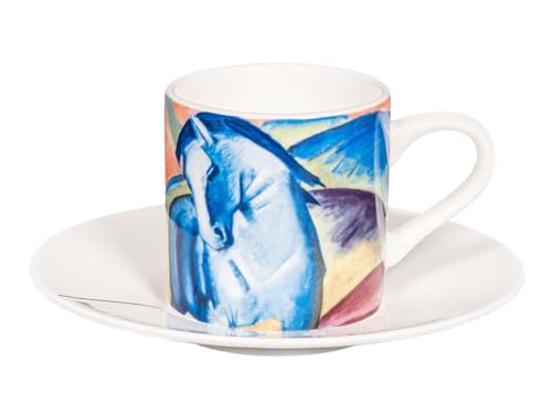 tea4chill Könitz Espresso Tasse F. Marc Blaues Pferd. Kaffeetasse 65ml aus Fine Bone China Porzellan. Espressotasse modern, bunt von tea4chill