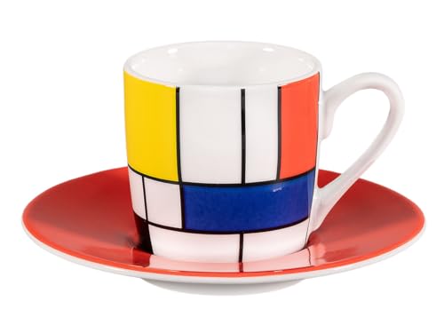 tea4chill Könitz Espresso Tasse Mondrian Large Fragments. Kaffeetasse 65ml aus Porzellan. Espressotasse modern, bunt von tea4chill