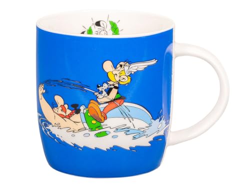 tea4chill Könitz Kaffeetasse Asterix - Schwimmen-Nager. Teetasse 350ml, Porzellan. Design modern, bunt von tea4chill