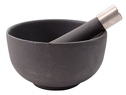 tea4chill Mörser und Stößel aus Gusseisen Ø 10,5cm. Gewürzmörser, Küchenmörser aus Metall von tea4chill