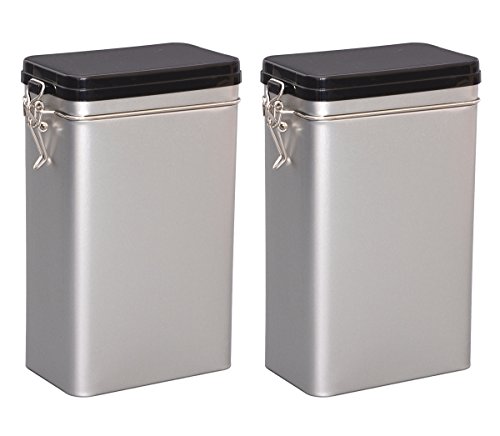 tea4chill 2 Stk Teedosen für losen Tee 500g, Kaffeedosen, Gewürzdosen, Luftdicht, Metall, eckig mit Bügelverschluss, 77 x 122 x 197mm (LxBxH) tea4chill 2 Stk Teedosen für losen Tee 500g, Kaffeedosen, Gewürzdosen, Luftdicht, Metall, eckig mit Bügelverschluss, 77 x 122 x 197mm (LxBxH) von tea4chill