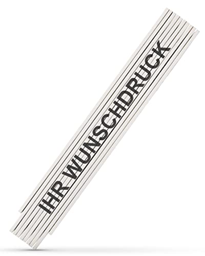 #teamludorf 10x Zollstock mit Wunsch-Text - Glieder-Maßstab mit individueller Bedruckung - Logo & Name Wunsch-Druck - Männer-Geschenk - 2 m - Weiß von #teamludorf