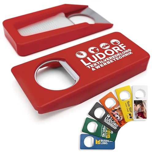 #teamludorf - 10 Stück Multifunktionaler, personalisierbarer Flaschenöffner in Rot - individuell gestaltbar mit Text und Bild, in sieben Farben, Geschenkidee #teamludorf - 10 Stück Multifunktionaler, personalisierbarer Flaschenöffner in Rot - individuell gestaltbar mit Text und Bild, in sieben Farben, Geschenkidee von #teamludorf