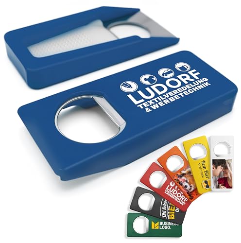 #teamludorf - 10 Stück Personalisierbarer Flaschenöffner für Bierliebhaber in Blau – individuell gestaltet mit eigenem Text und Bild, in verschiedenen Farben erhältlich, Geschenkidee von #teamludorf