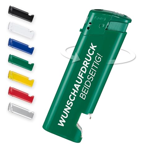 #teamludorf 250 Stück grüne Feuerzeuge mit Flaschenöffner - Elektronisch, robust, nachfüllbar, personalisierbar mit UV-Druck - Perfekt für Giveaways, Events, Feiern & Promotion von #teamludorf