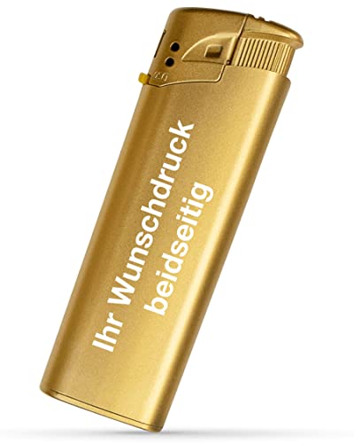 #teamludorf Elektronik Feuerzeug mit Druck beidseitig - 8 Farben - | Logo | Text | Wunschdruck | Nachfüllbar | Werbefeuerzeug | Hochzeit | Partygeschenk | Stammtisch | Logo Druck (Gold,250) von #teamludorf